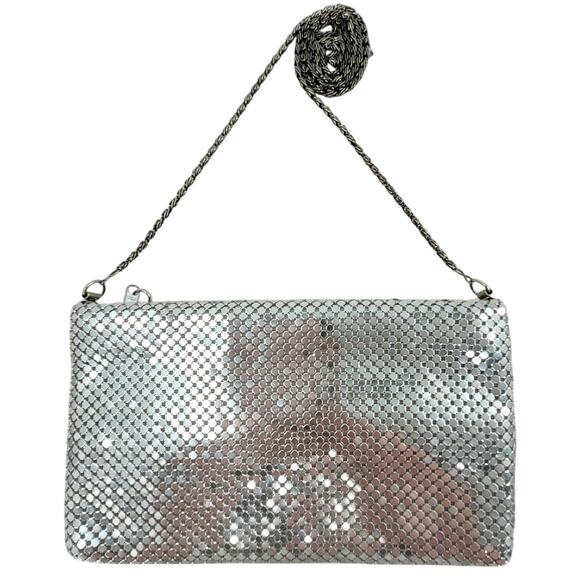 Vintage 70s Silver Chainmail Mesh Crossbody Disco Y2K Party Bag Retro Purse‎ - Picture 1 of 12